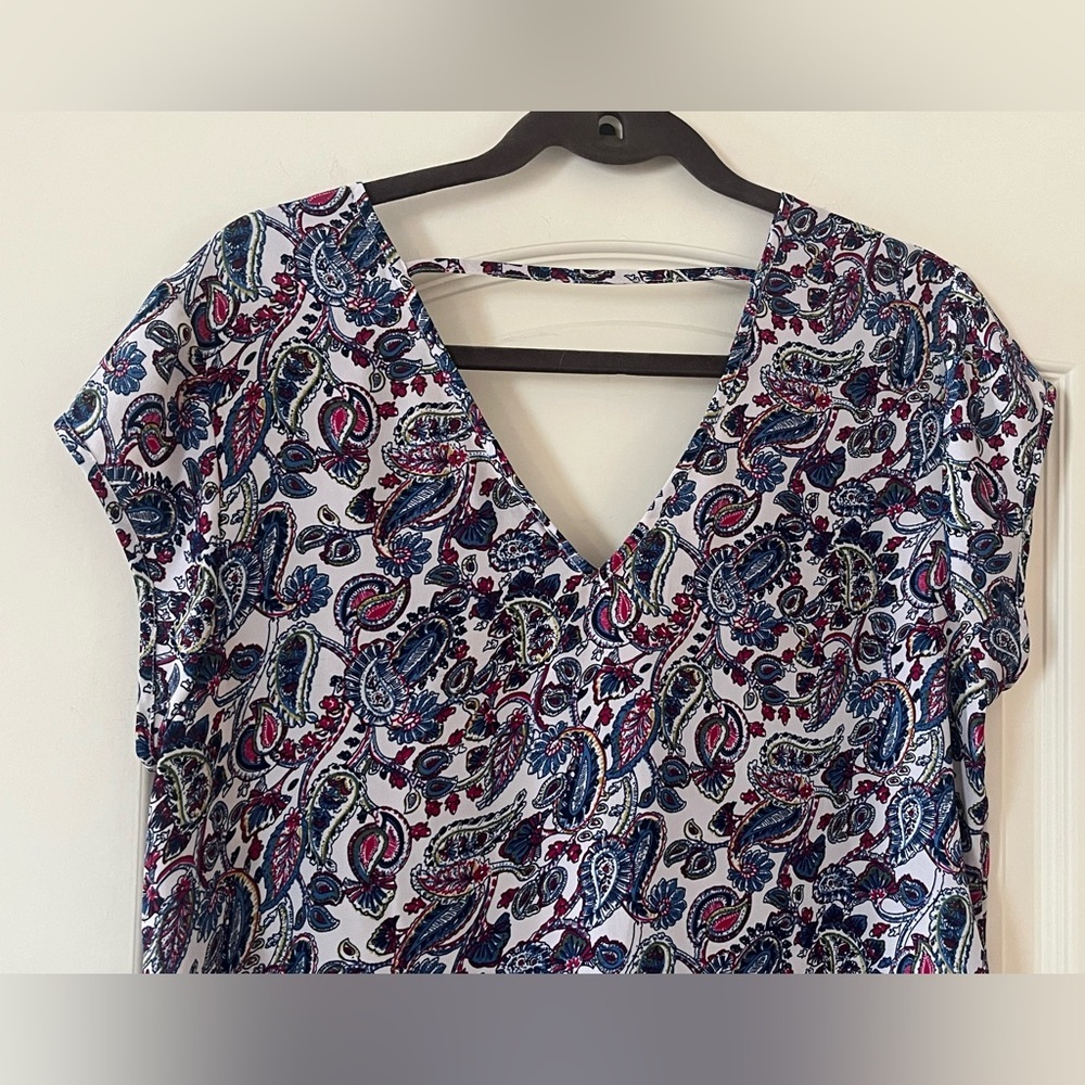DR2 Designer Paisley Print Blouse Multicolor Women’s Size Medium - Picture 3 of 14